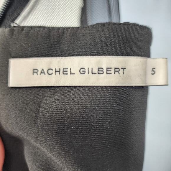 RACHEL GILBERT Women's Black Silk Cocktail Beaded Midi Length Dress Size 5/XXL - Picture 4 of 5